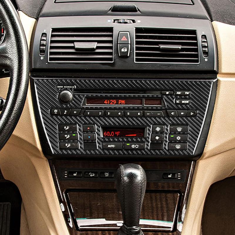 Real Carbon Fiber Car Accessories CD Radio Panel Decorative Trim Cover Soft Sticker For BMW X3 E83 2006 2007 2008 2009 2010