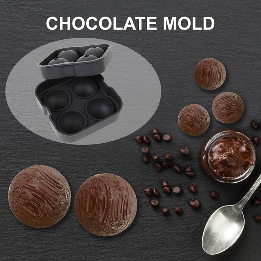 A Compact Spherical Cube of Ice Mold Featuring a 4-Grid Design for Whiskey, Ideal for Cocktails And Parties.