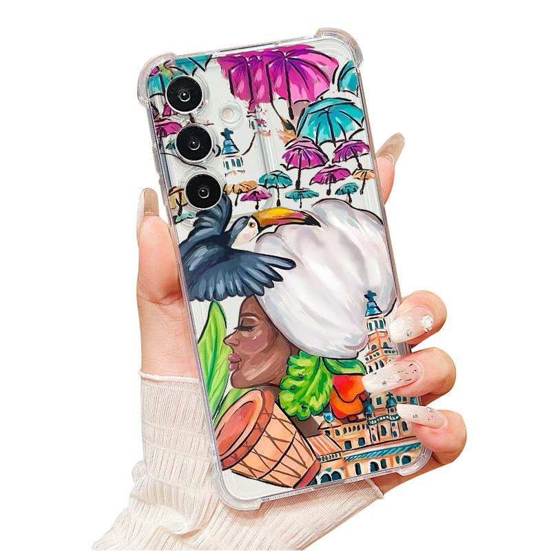 S25 Ultra Case Colorful Stars Graffiti Pattern Cover For Samsung Galaxy S25 Edge S24 Ultra S23 S22 Plus S21 FE Capa Funda