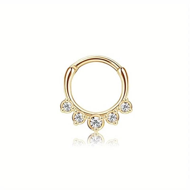 Florideco Septumringe 316L Edelstahl Opal Daith Nasenringe CZ Knorpel Tragus Ohrringe Septum Clicker Piercing Schmuck