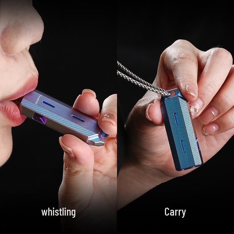 Titanium Alloy EDC Survival Whistle - High Decibel Double Hole for Outdoor Camping