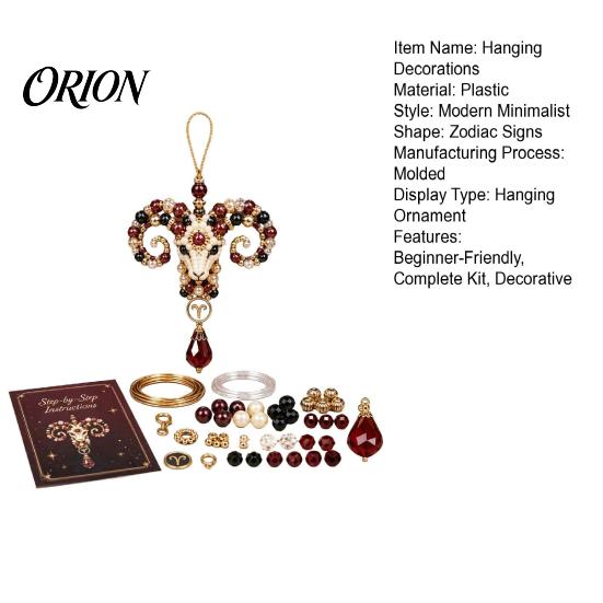 Zodiac Sign Craft Kit 12 Blessing Beaded Ornament DIY Kit, Beginner Friendly Bead Decoration Set for Beginners Beading Set, Hanging Pendant, Handmade