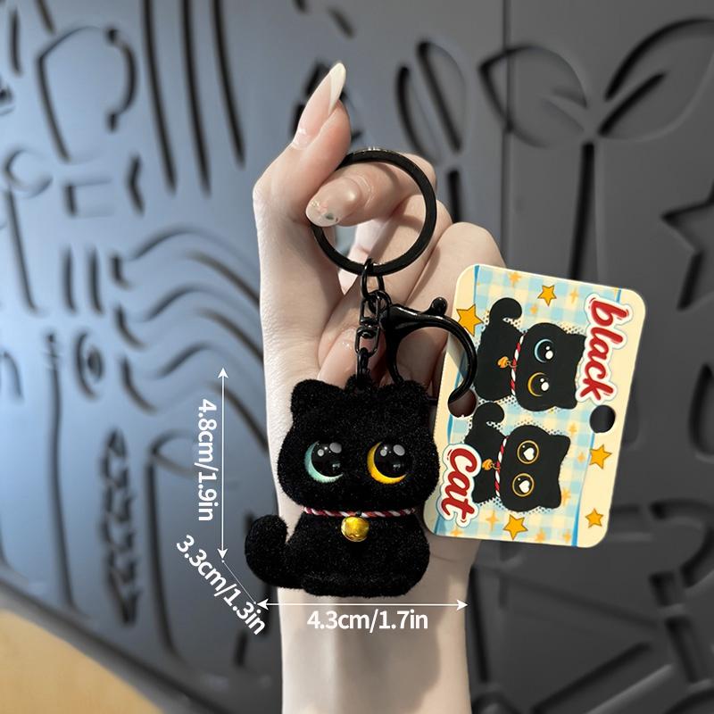 Halloween Plush Keychains Cute Black Cat Plush Keychains Keyrings for Backpack Bag Charms Kawaii Cat Key Chains Party Favors