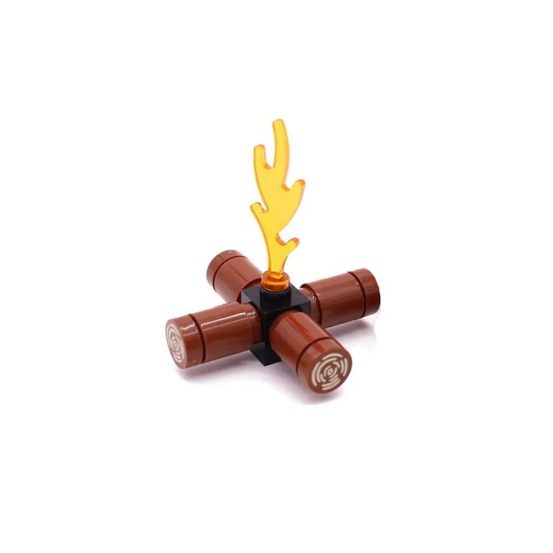 MOC Building Blocks Bonfire Flame Medieval Wine Bottle Accessories Set Candlestick Model Mini Brick Compatible Toy Gift DIY X019