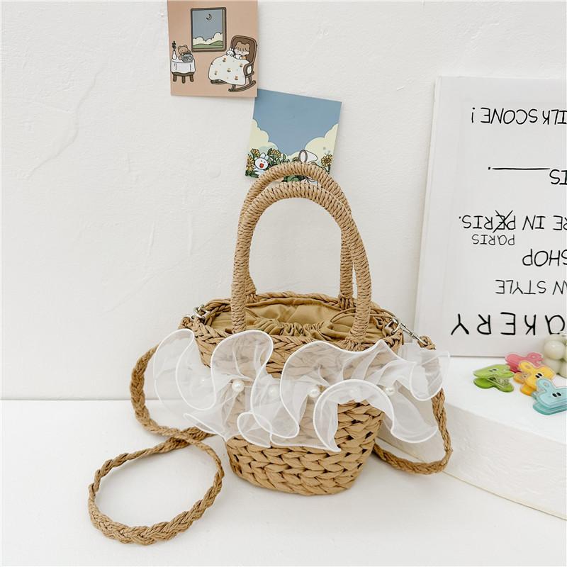 Fashionable Baby Summer Beach Bag Charming Woven Handheld Tote For Girls