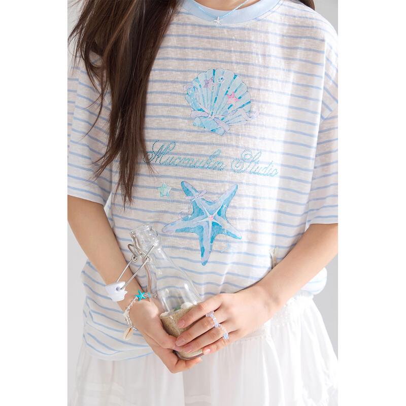 Mucmukn Girls' Lyocell Cool-Touch Striped T-shirt