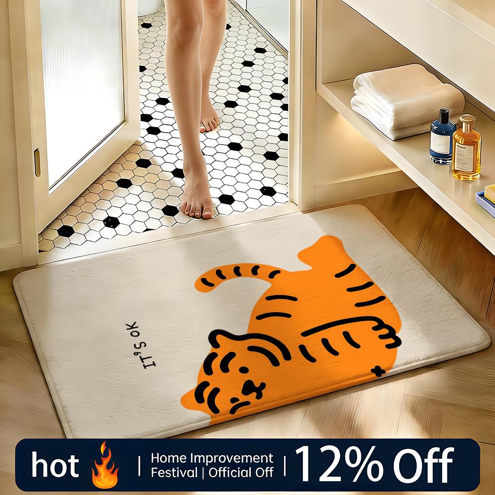 Cute Tiger Cartoon Floor Mat Home Decor Doormat Bedroom Floor Mat Shower Carpet