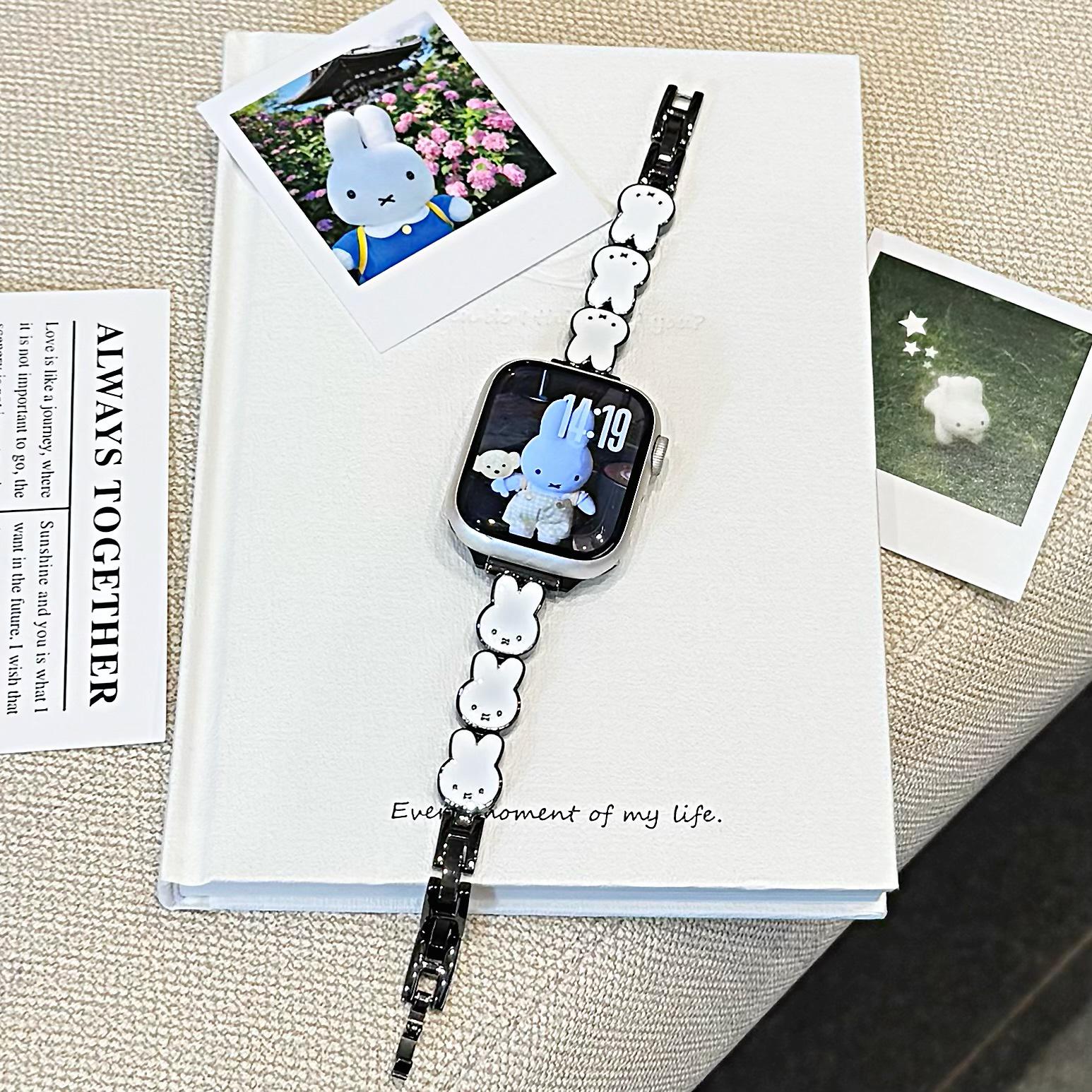 

Compatible Rabbit Watch Band for iWatch 1098SE, Huawei GT5, Xiaomi 89Pro Apple 38/40/41mm (10th gen 42mm) чорний