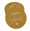 Inkdotpot 100 - Confezione da 100 etichette in carta stagnola color oro vero Love Is Sweet bomboniera da appendere