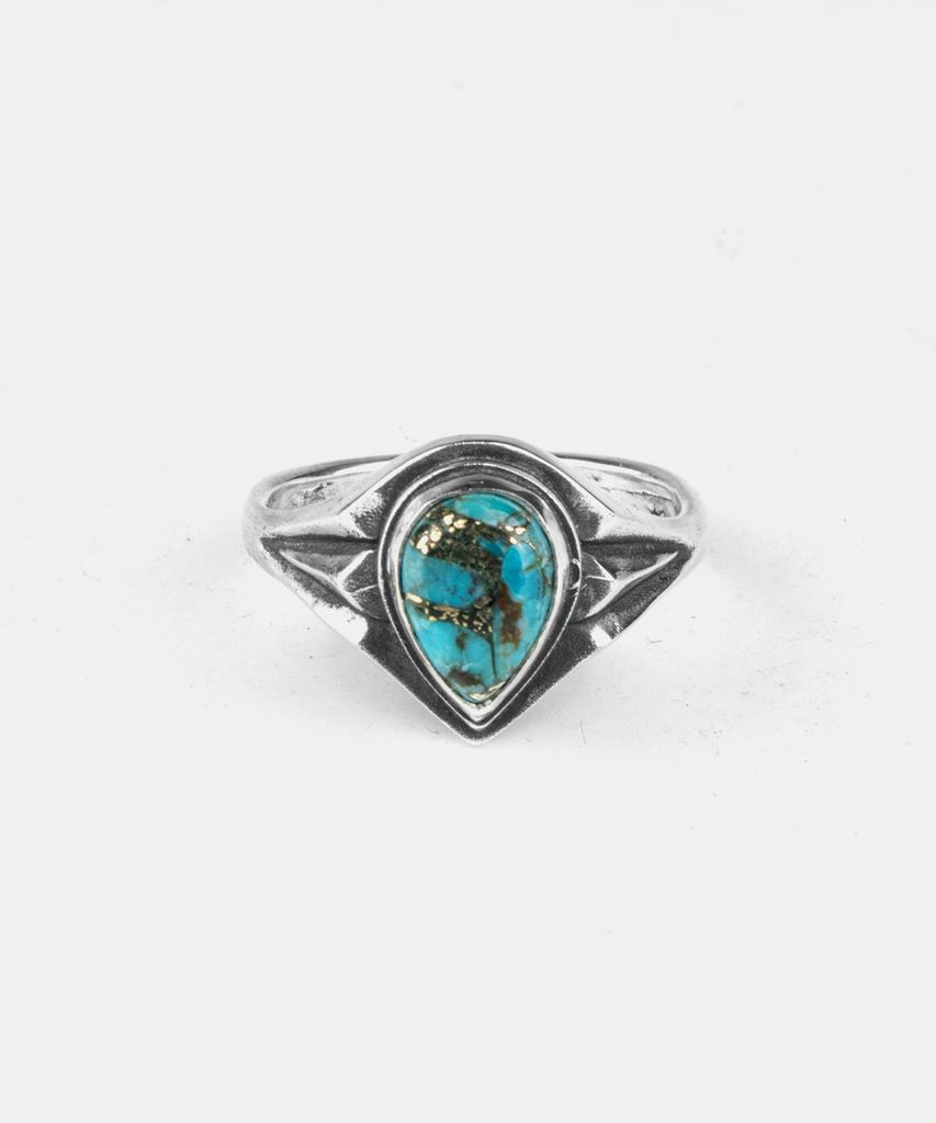 Sheen666 Single Teardrop Turquoise Silver Ring (Type B)