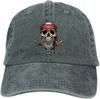 Cool Skull Print Pattern Baseball Cap Unisex Adjustable Washed Cotton Denim Cap for Unisex and Women Vintage Classic Dad Hat
