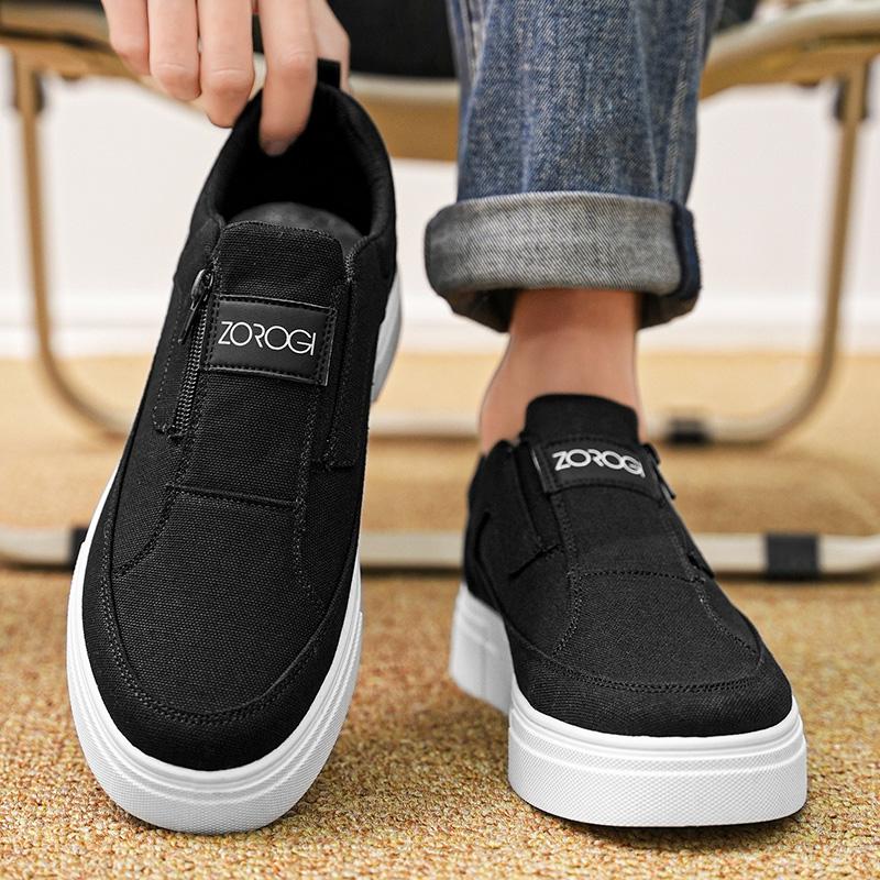 Fashion Platform Mens Casual Shoes Comfort Canvas Shoes Breathable Flats Man Sneakers Lightweight Slip on Walking Athletic Shoes