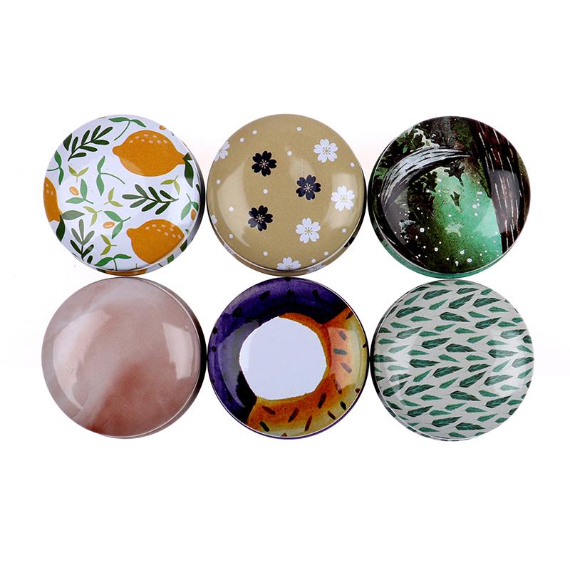 1Pc/12Pcs Mini Elegant Flower Tin Box Diy Candle Jar Balm Round Empty Iron Box