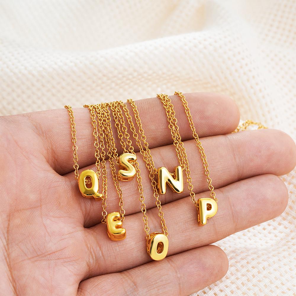 

Mini Thick A-Z Initial Letter Gold Plated Pendant Necklace for Women Simple Bubble Letter Clavicle Necklace Birthday Gift Y золотой