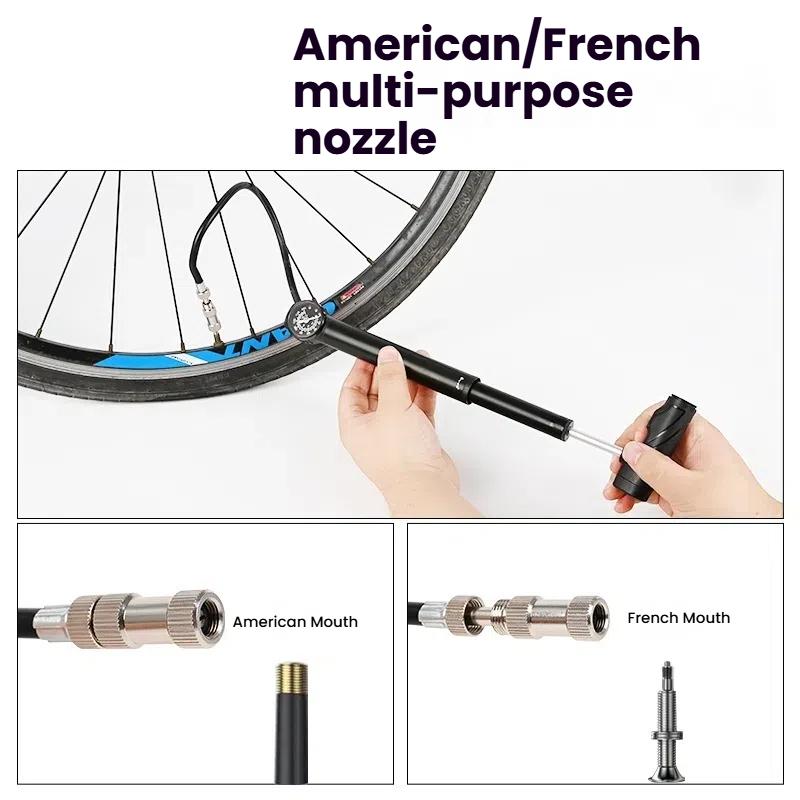 High-Pressure Portable Mini Bicycle Pump with Gauge Schrader Presta Valve Air Inflator for Bike Air Shock Pump