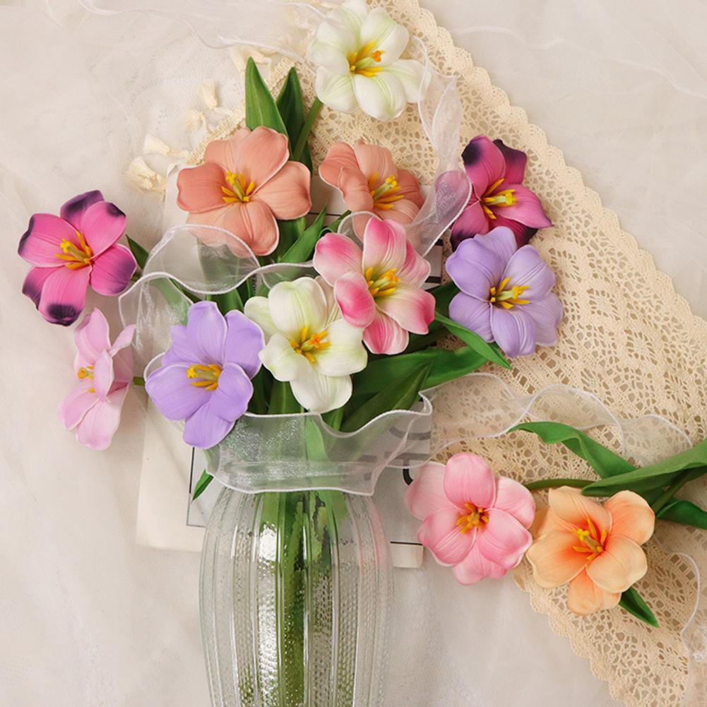 5 stk Simulerte Tulipaner Bukett Realistiske Falske Blomster Hjemmedekor Kunstig Tulipanarrangement med Bøyelige Stengler