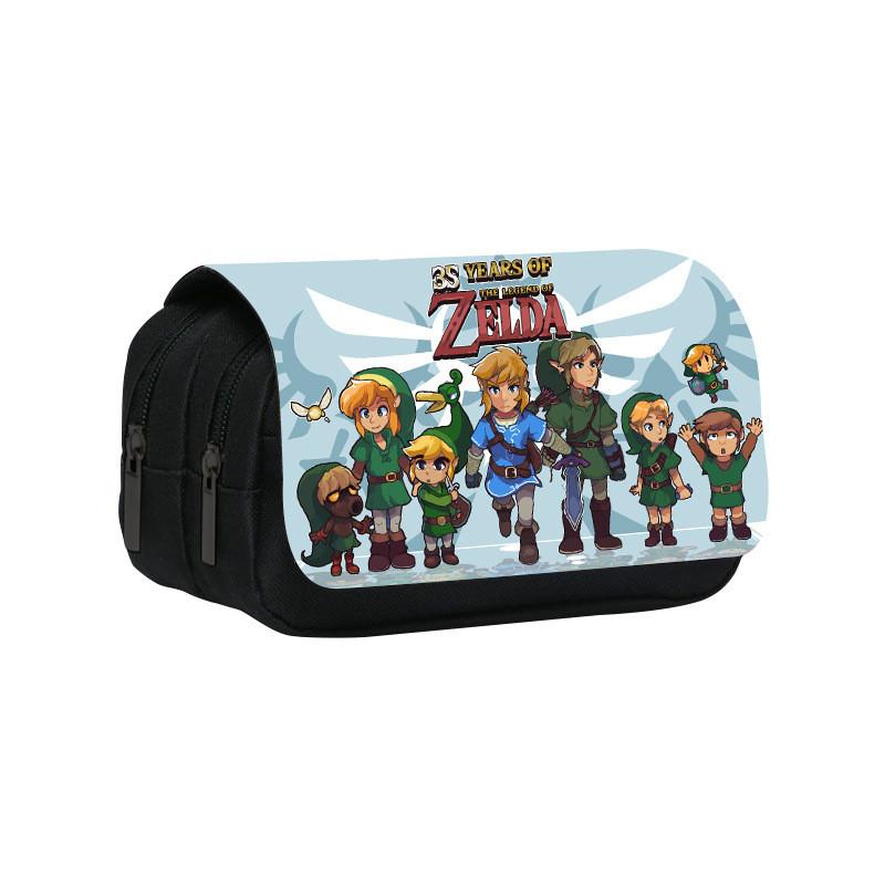 Zelda Themed Pattern Double Layer Flip Cover Stationery Storage Pencil Bag For Students And Office Use