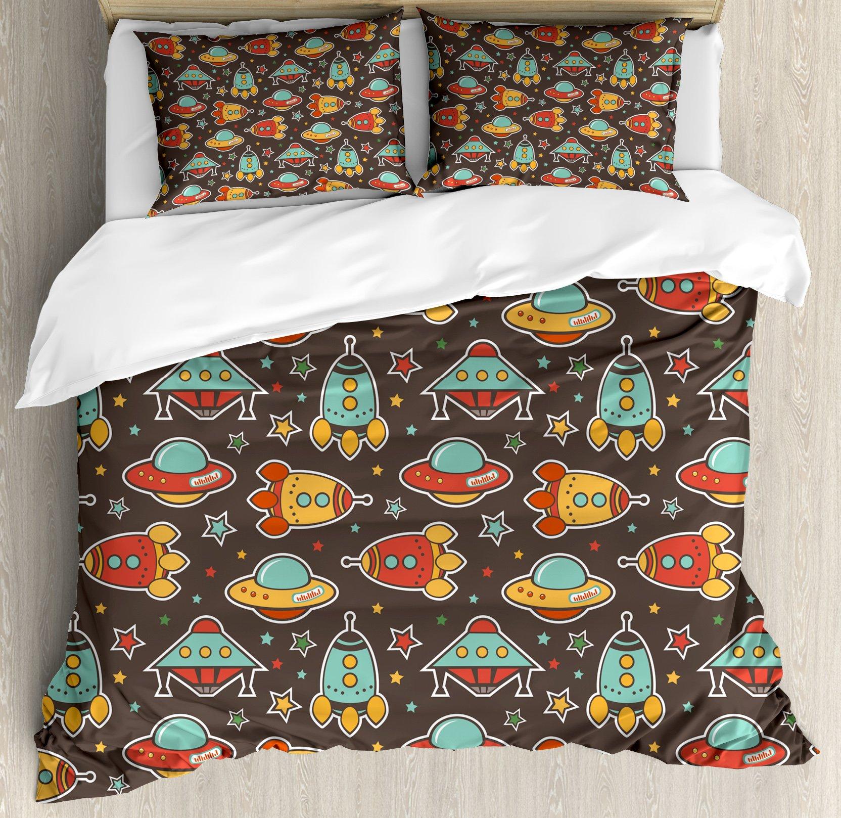 

Comforter Ufo For Kids Boys Girls Teens Queen Lightweight Outer Space Theme Bedding Set Bedroom Decor No Quilt Comforter (quilt)-EU Single(135*200cm)3pcs