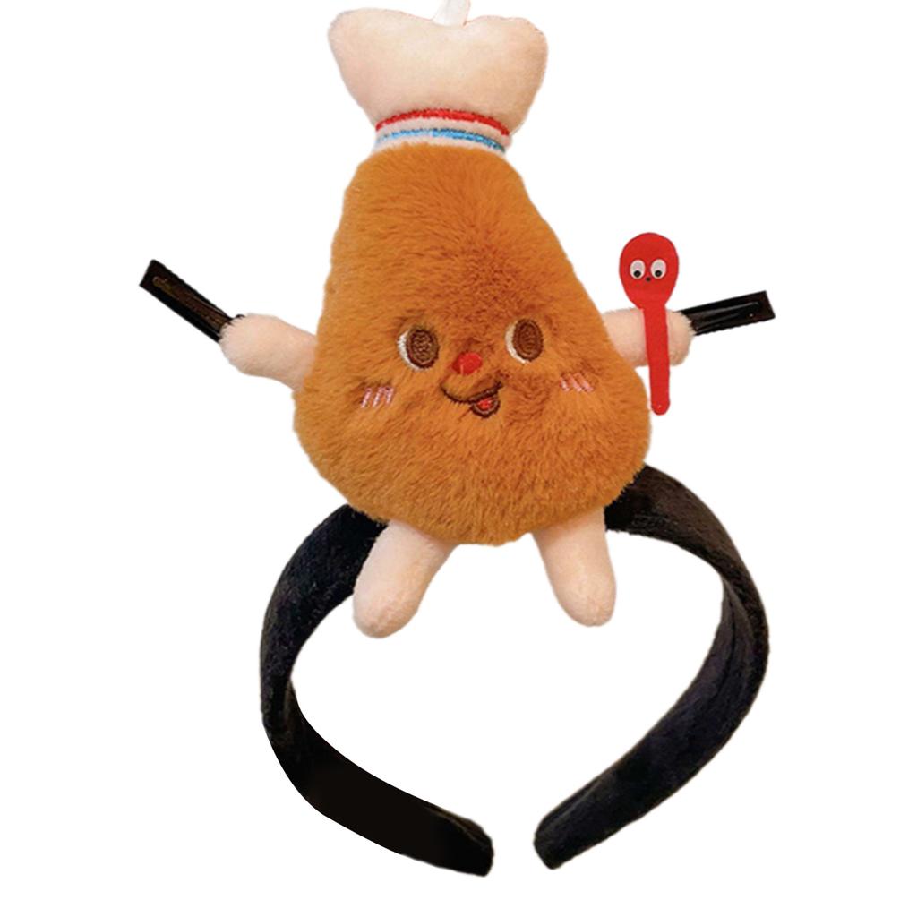 Plush Hairhoop Face Washing Headband Music Festival Headwear Toast Fries Hairband Festival Gathering Props Headpiece
