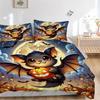 3pcs Cute Bat Halloween Print Bedding Set Soft and Comfortable, Suitable for Use in Bedrooms and Guest Rooms.N024