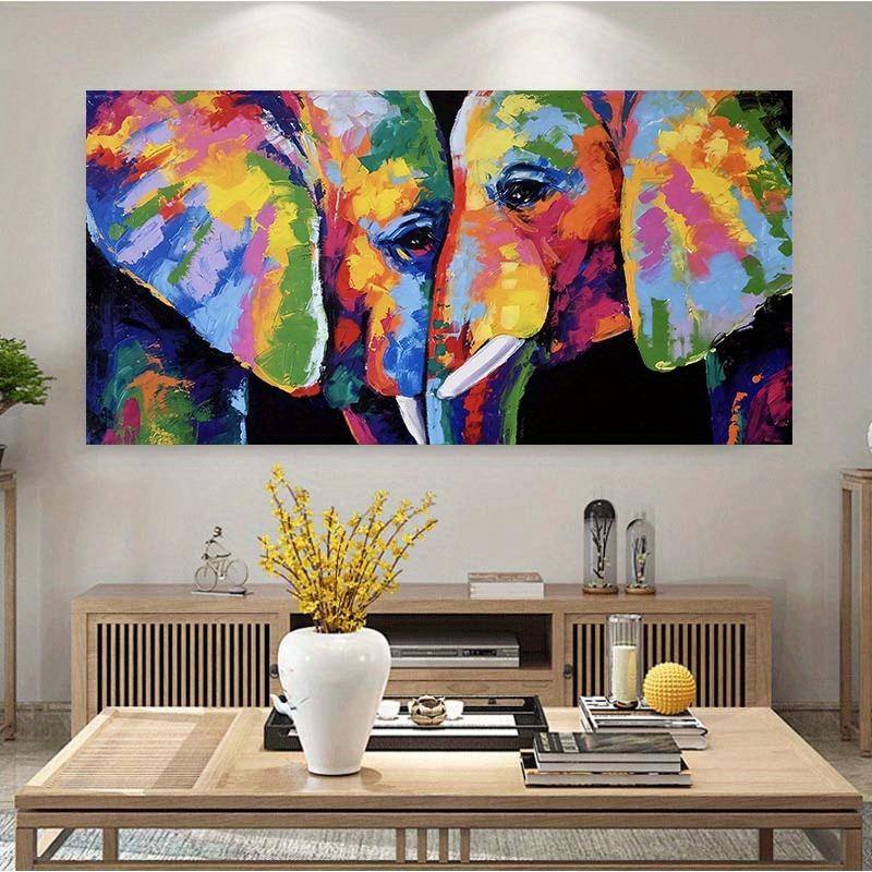 Abstraktes Buntes Elefanten Leinwandgemälde Schwäne Liebe Poster und Drucke Graffiti Tier Wandkunst Bilder für Modernes Wohnzimmer Cuadros Dekor