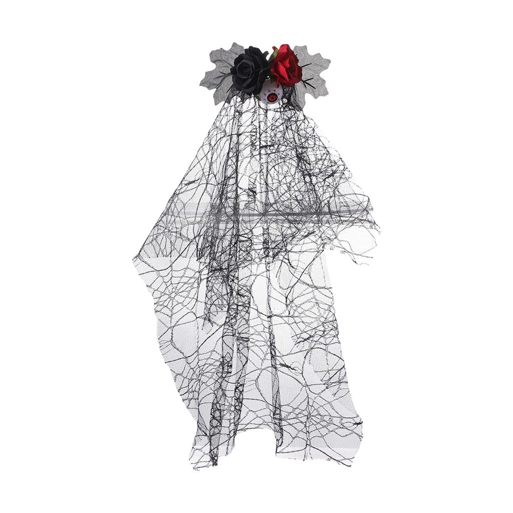 Adjustable Black Hairs Accessory Gothic Halloween Headpiece For Cosplay, Witch Costumes & Themed Parties