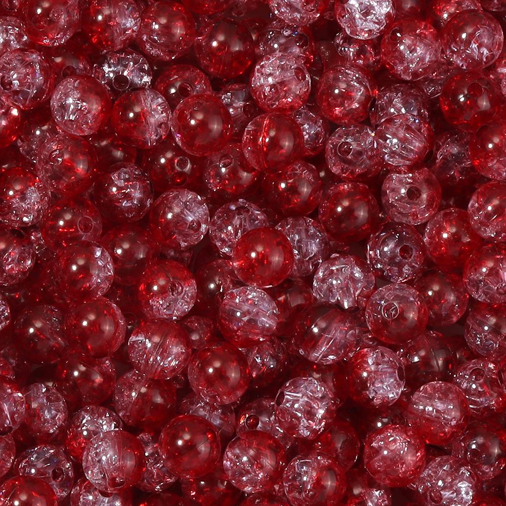 50pcs 8 10mm Acrylic Cracked Crystal Beads Double Color Glass Round Loose Bead For Jewelry Making DIY Bracelet Necklace Earrings