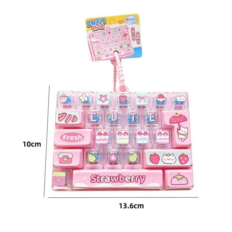 Cute Anti-Anxiety Decompression Toy 26 Key Clicker Fidget Toy Lightweight Bag Pendant Stress Relief For Kids Gifts Desk Decor