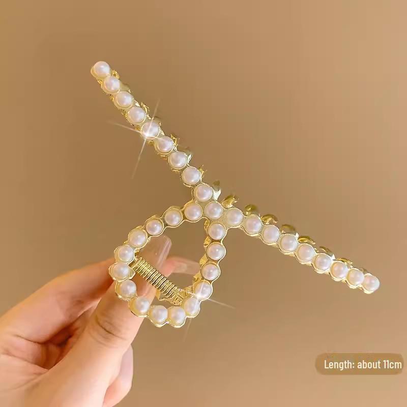 High-End Women's Rhinestone Hair Shark Clip - Large, Stylish, and Trendy Hairpin