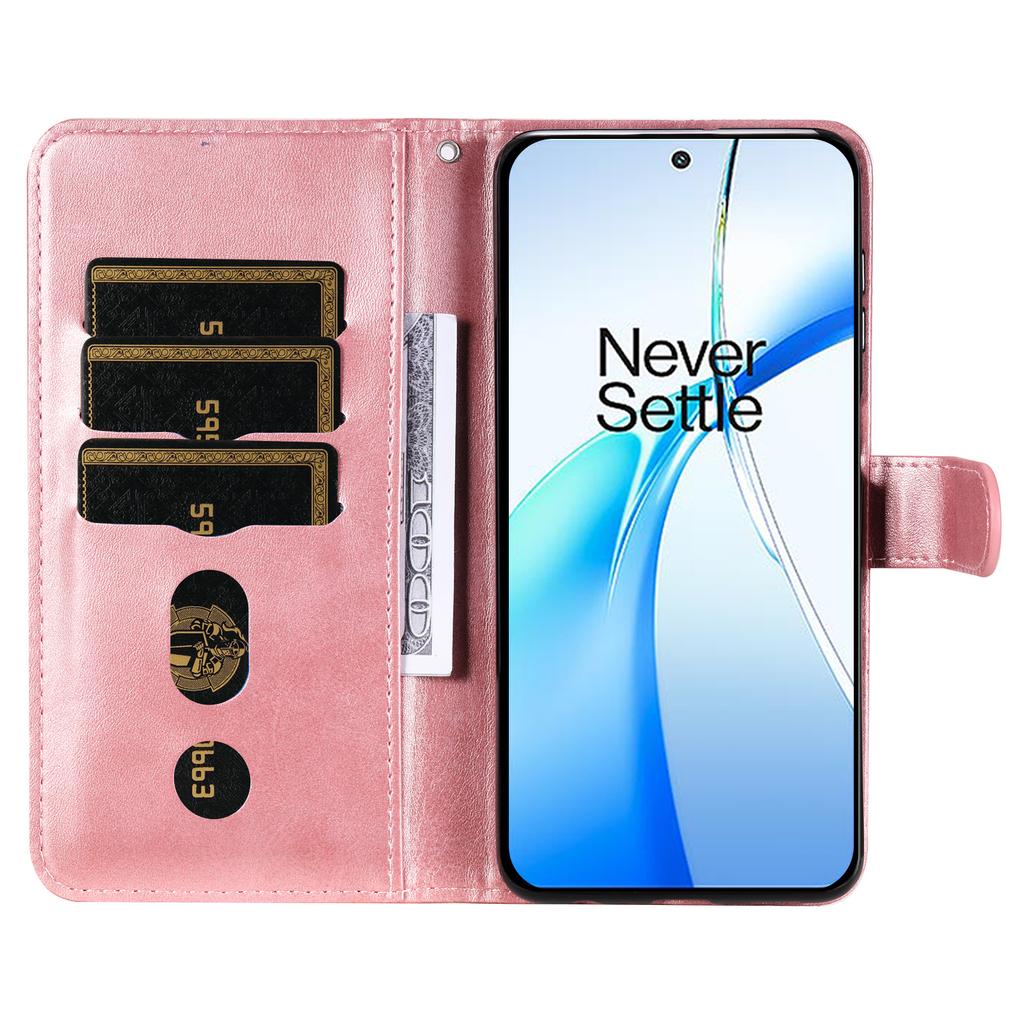 For OnePlus Nord CE4 5G/Oppo K12 Case Calf Texture PU Leather Zipper Pocket Wallet Phone Cover