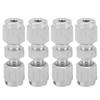 4Pcs Compression Tube Adapter 304 Stainless Steel DoubleFerrule Straight Reducer Union