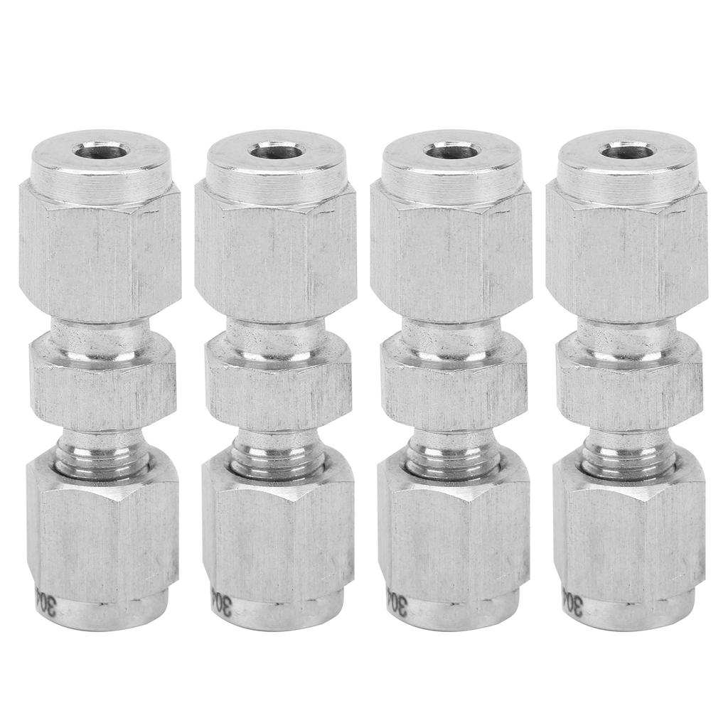 4Pcs Compression Tube Adapter 304 Stainless Steel DoubleFerrule Straight Reducer Union