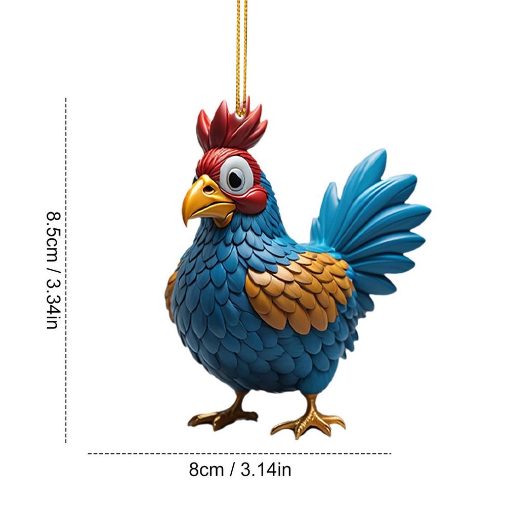 Funny Christmas Ornaments Acrylic 2D Cartoon Cute Christmas Rooster Rooster Ornament Funny Christmas Chicken For Living Rooms