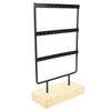 36 Holes Metal Jewelry Storage Rack Display Stand Earrings Necklace Organizer with Wood Base