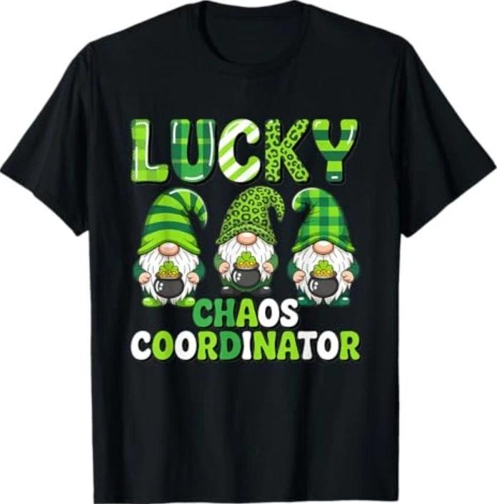 

St Patrick s Day - Lucky Shamrock Leopard Gnomes Irish Women T-Shirt 4XL
