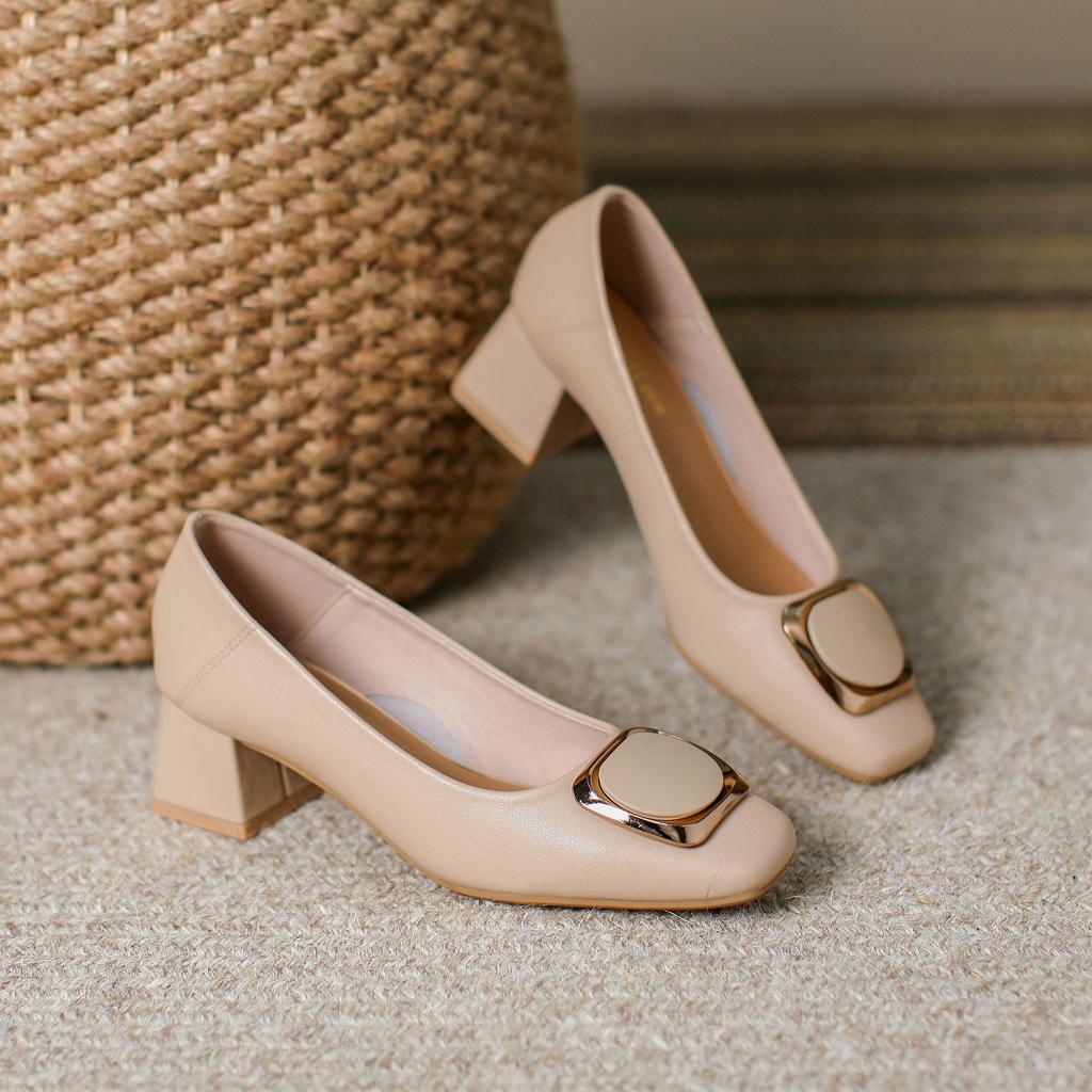 Women's Chunky Heel Low-Cut Work Shoes for Autumn