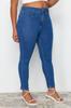 Women's Style Plus Size Dark Blue Estra Flexible Skinny Jeans