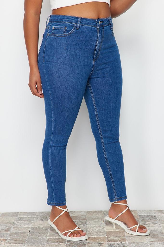 Women's Style Plus Size Dark Blue Estra Flexible Skinny Jeans