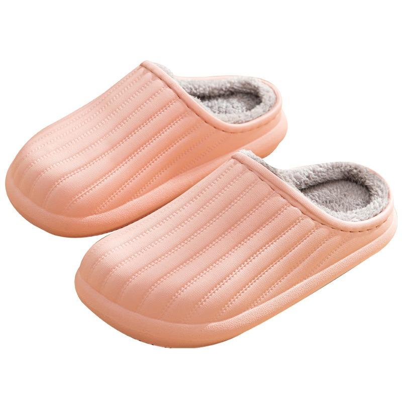 Waterproof cotton slippers home indoor and outdoor warm plush men's and women's simple autumn and winter light cotton shoes