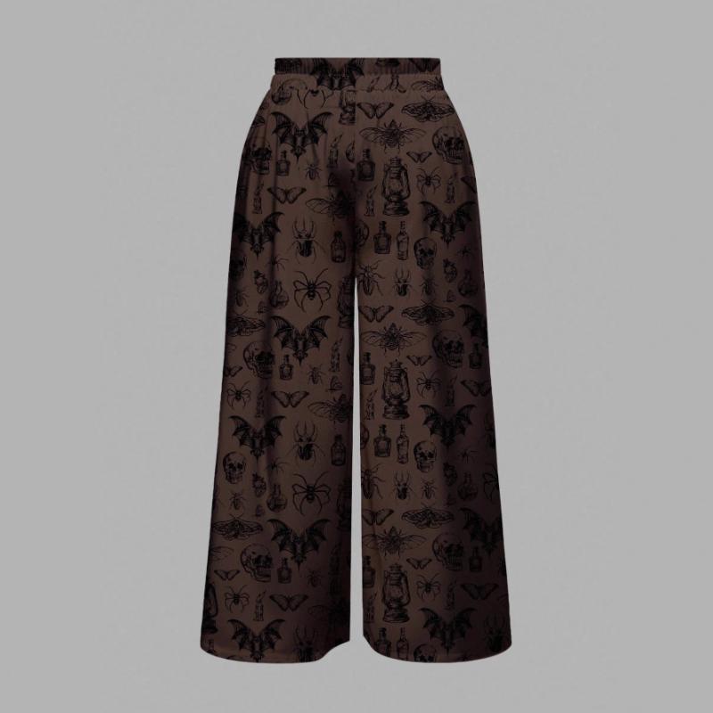 2025 Autumn and Winter Halloween Elastic Pouch Printed Casual Pants for Women