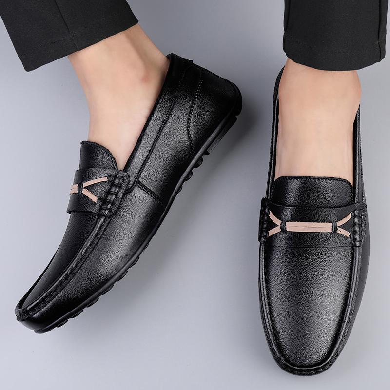 2025 Fashion Italian Loafers Men Dress Shoes Genuine Leather Slip On Flats Casual Shoes for Men Formal Marriage Wedding Shoes