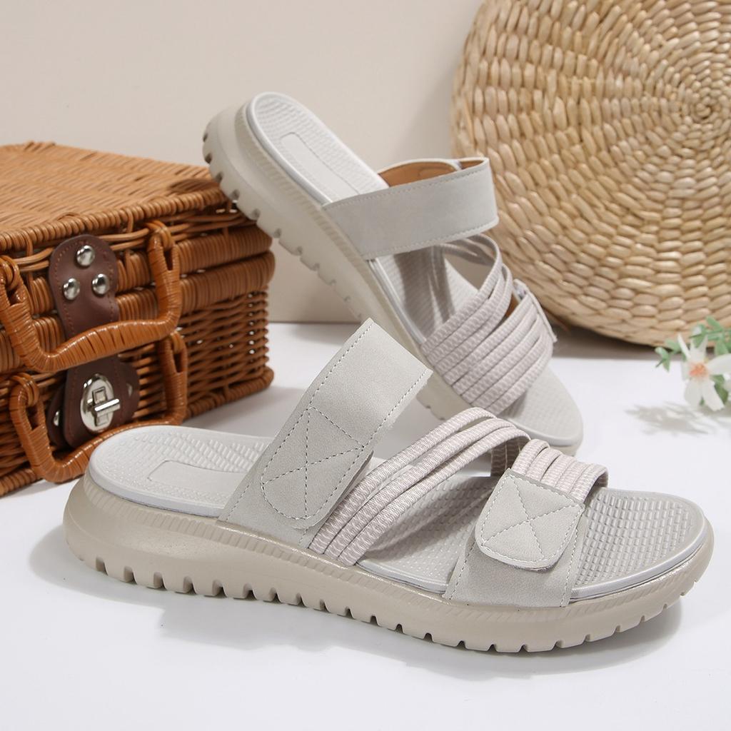 Sandali Bassi a Infradito da Donna Taglie Forti, Scarpe Casual Moda con Lavorazione Intrecciata, Sandali Bassi Estivi a Fascia Singola per Donna