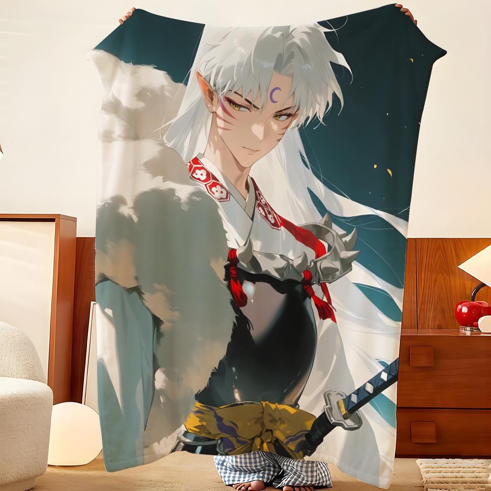 Couverture jetée en flanelle I-Inuyasha, Légère et douillette, Durable, Lavable, Mignonne, Cool