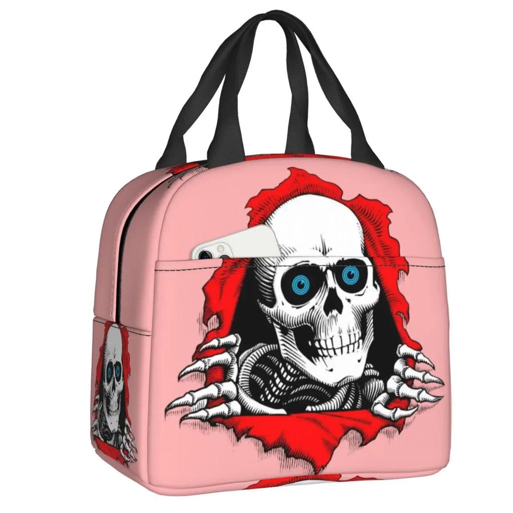 Skull Insulated Lunch Bag for School Office Resuable Thermal Cooler Lunch Box for Women Kids Food Container Bento Tote Bags