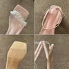 Sandali Scarpe da Donna Nuove Punta Quadrata Spessa Monocinghia Tacchi Alti
