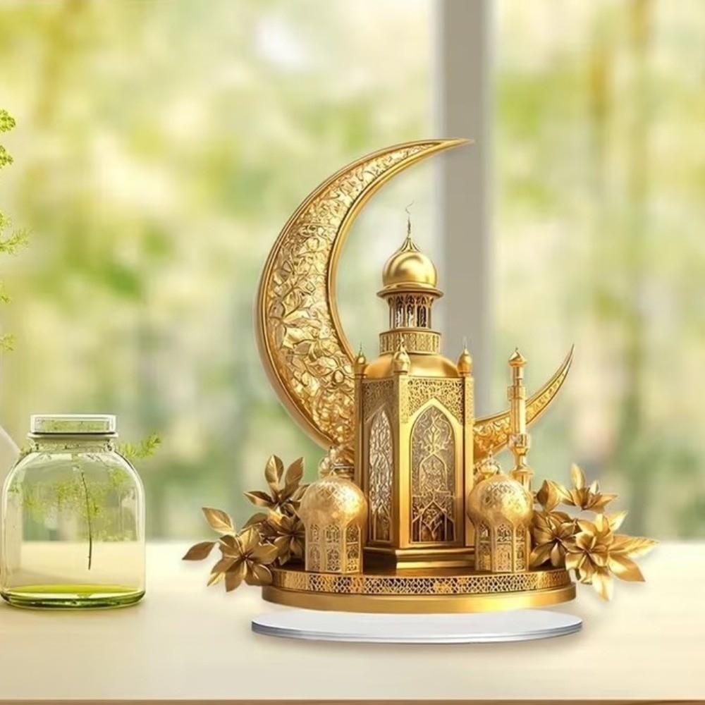 2D Design Islamic Desktop Ornament Elegant Crescent Ramadan Eid Decorations  for Home Decoration