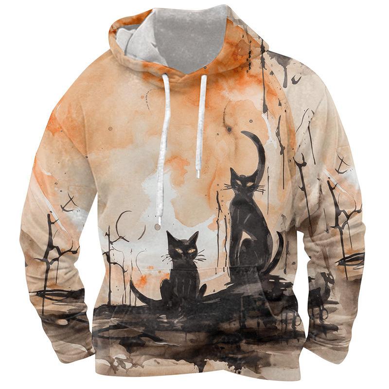 

Весна и осень, новая мужская толстовка с капюшоном на Хэллоуин с 3D-принтом, мужская свободная повседневная спортивная толстовка с длинным рукавом, большой размер 6XL