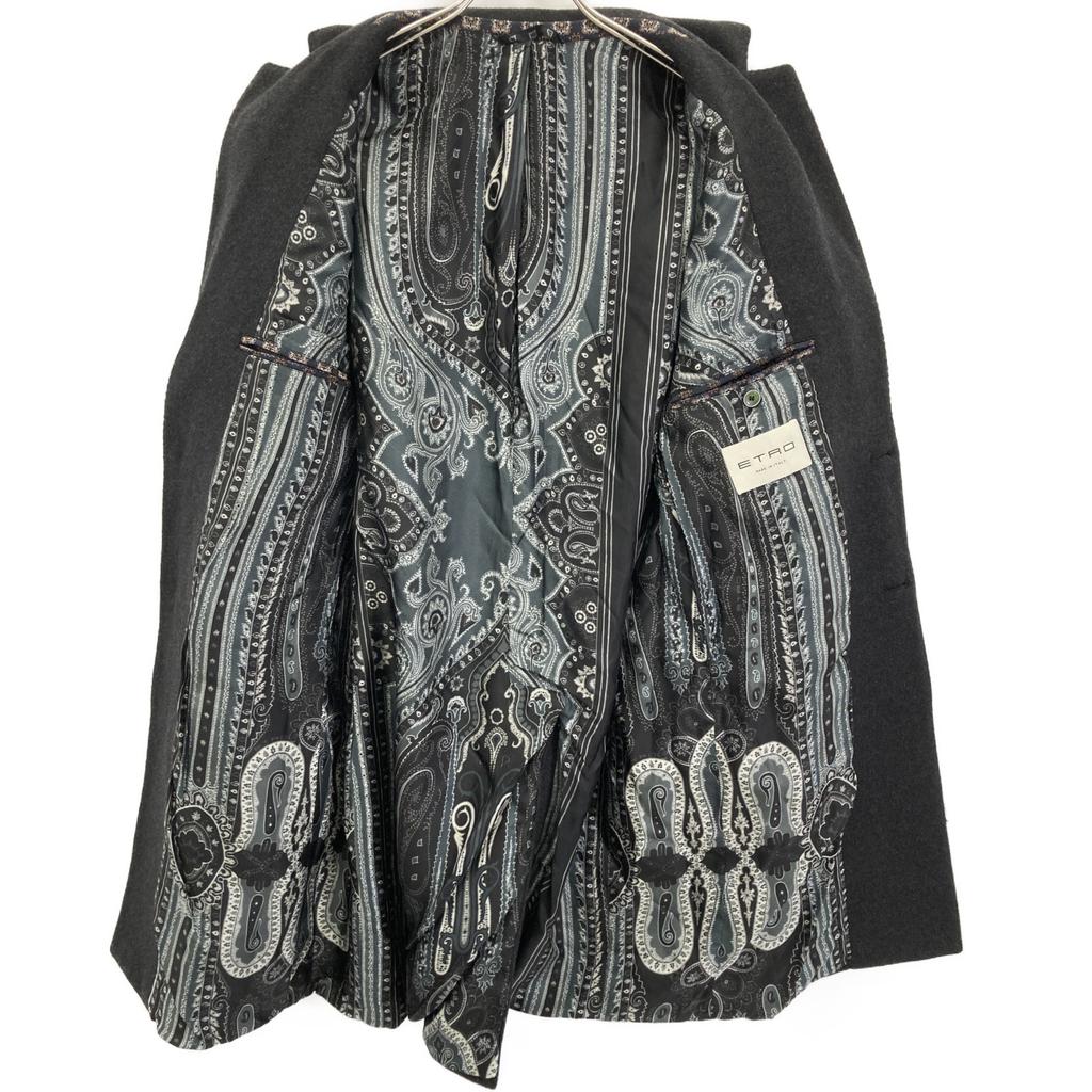 ETRO Gray cashmere 100 lining paisley pattern long coat coat 50 grayUsed
