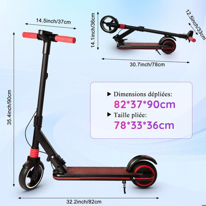 Trottinette Electrique Enfant ELSCOOT S3 Pliable - Léger Ultra Portable - écran LCD - 130W - 8 km - Pour 6 à 12 ans- Noir