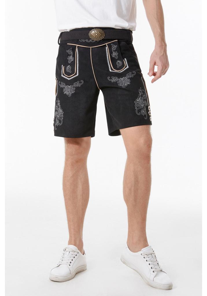 German Oktoberfest Men's Ethnic Shorts with Belt - Traditional Festival Party Wear